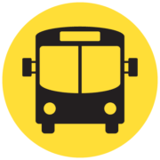 Illustration of a bus on a yellow background