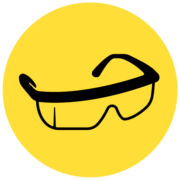 Illustration of safety glasses on a yellow background