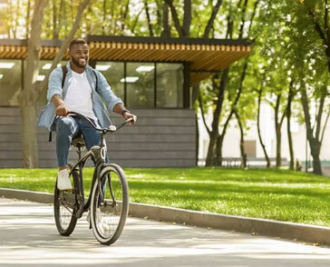 Man riding bike to work