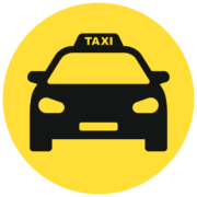 Illustration of a taxicab on a yellow background
