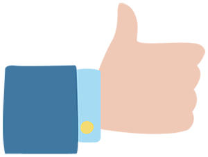illustration of an arm with a suit giving the thumbs up