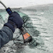 scraping an icy car window